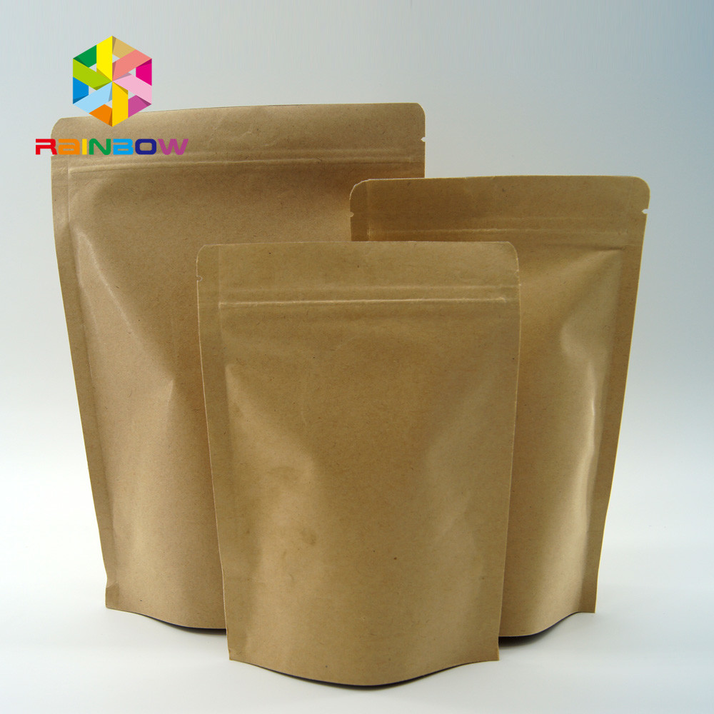 China PLA Zipper Biodegradable Kraft Stand Up Pouch Compostable For Tea factory