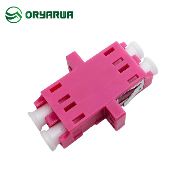 Quality OM4 Integrally-Formed LC Duplex Fiber Optic Adaptor without Flange for sale