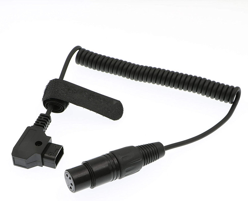 China XLR 4 Pin Female To D Tap Coiled Power Cable For Practilite 602 DSLR Camcorder Sony F55 SXS Camera factory