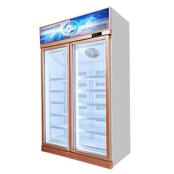 Quality Double Glass Door Upright Commercial Display Freezer Automatic Defrost for sale