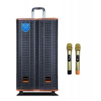 China Wooden 80W Portable Trolley Speaker Customized 12V / 7Ah Battery With 2 Mic factory