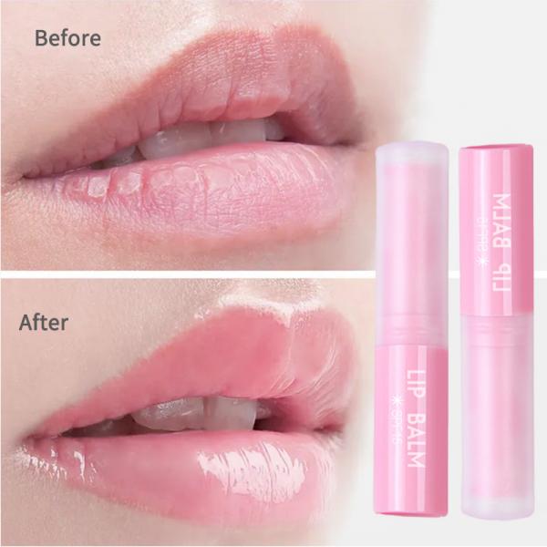 Quality SPF 15+ Natural Pink Lip Balm OEM Skin Care Products Moisturizing Treatment for sale
