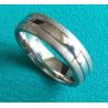 China 7mm Center Shiny Double Great Wall Pattern Grooves Dome Cobalt Chrome Wedding Band Ring factory
