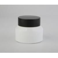 Quality White Glass Cosmetic Jar With Wooden Cap / Lids Cosmetic Pots Cream Bottles OEM for sale