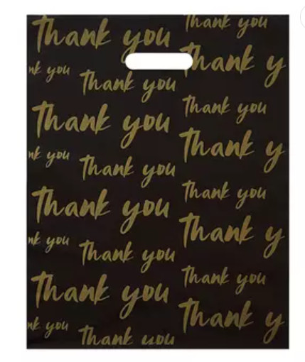 Quality PE PVC Thank You Plastic Shopping Bags Black Boutique Shopping Bag for sale