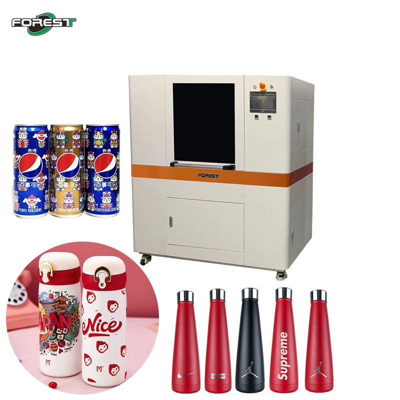 China 360 Degree Rotation Cylinder Uv Printer Glass Plastic Water Beer Bottle Printing Machine factory
