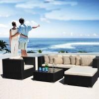 China Living Room Wicker Outdoor Couch Black Garden Sofa Dining Set factory