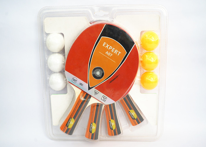 China Custom Logo Table Tennis Set 4 Bats With 6 ABS Balls 7mm Plywood 1.8mm Sponge factory