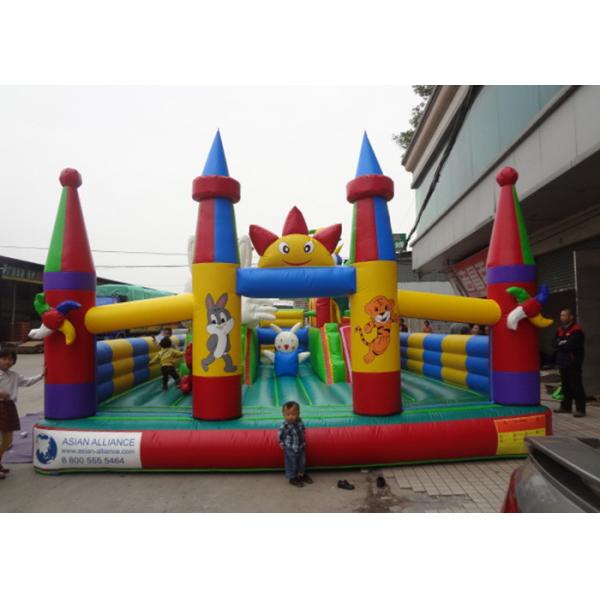 Quality Professional Decoration Inflatable Amusement Park With Big Castle And Slide for sale