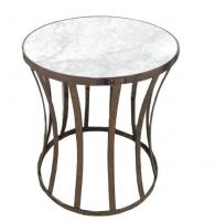 China Stone top with brass metal tube round side table/end table/coffee table for 5-star hotel bedroom factory