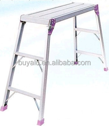 Quality Clear Anodized 1 Aluminum Step Ladder 50Kg Max Load Aluminum Platform Ladder for sale
