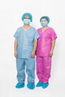 China S-XXL Disposable Scrub Suits Waterproof Round Neck Long Pants Protection factory