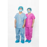 China S-XXL Disposable Scrub Suits Waterproof Round Neck Long Pants Protection factory