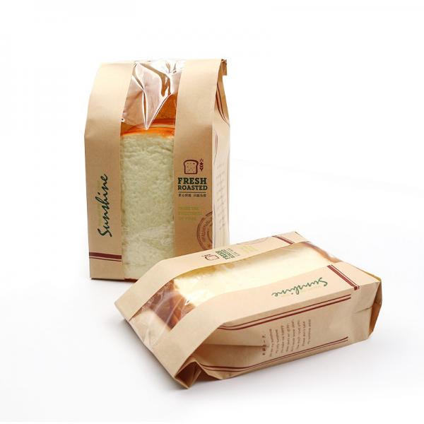 Quality Brown Bread Kraft Paper Packing Bags With Window FCS SGS FDA Certified for sale