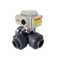 China Compact 3 Way Electric Actuated ISO5211 PVC Ball Valve factory