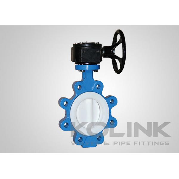 Quality 2pc PTFE Seated Butterfly Valve Concentric, Wafer Lugged Flanged Ductile Iron for sale