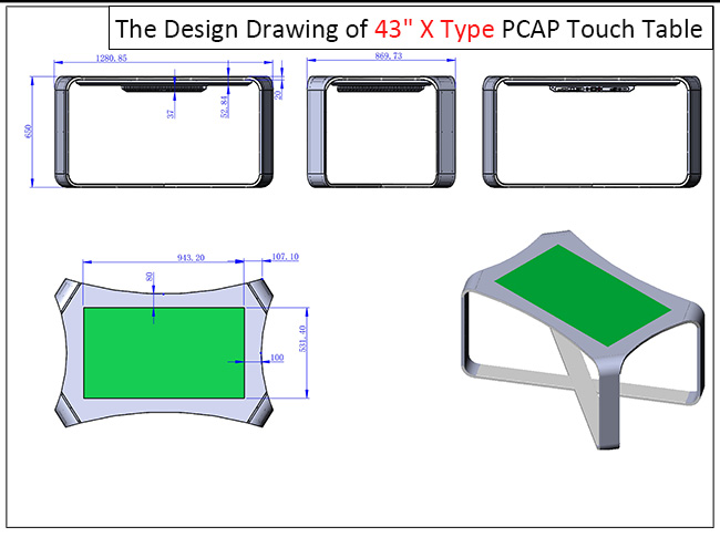 Custom Size 43 Inch Lcd Screen Table Advertising Player Multi Interactive 4K Waterproof Windows Touch Screen