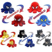 China Marvel Spiderman Reversible Octopus Plush Toy Batman Iron Man Double-Sided Flip Stuffed Toys factory