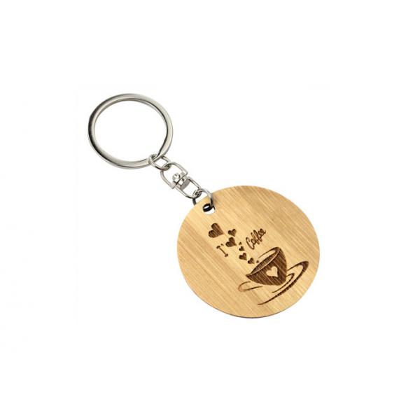 Quality Bamboo Slice Cute Metal Keychain Round 32mm Flat Zinc Alloy for sale