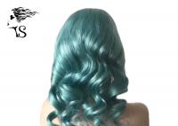 China Fashion Curly Virgin Brazilian Remy Human Hair Full Lace Wig Peacock Blue Color factory