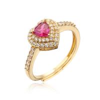 China Gold Plated 18k Wedding Ring Heart Colorful Crystal Diamond Engagement For Women for sale