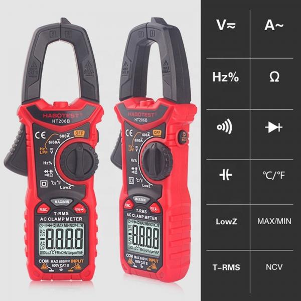 Quality HT206B Auto Range Digital Clamp Meters , 600A AC Current Clamp Meter for sale