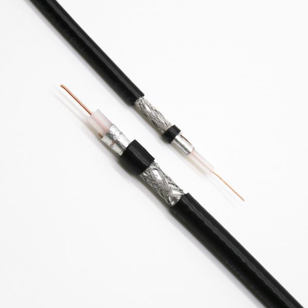 Quality RoHS Black Flexible 1.02mm R6 Coaxial Cable PVC Jacket For CCTV for sale