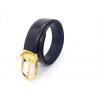 China Handmade Mens 100% Cow Leather Dress Belt / Black Leather Suit Belt factory