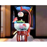 China Peony Pattern 520mm Chinese Ceramic Fish Bowl With Lamp for sale
