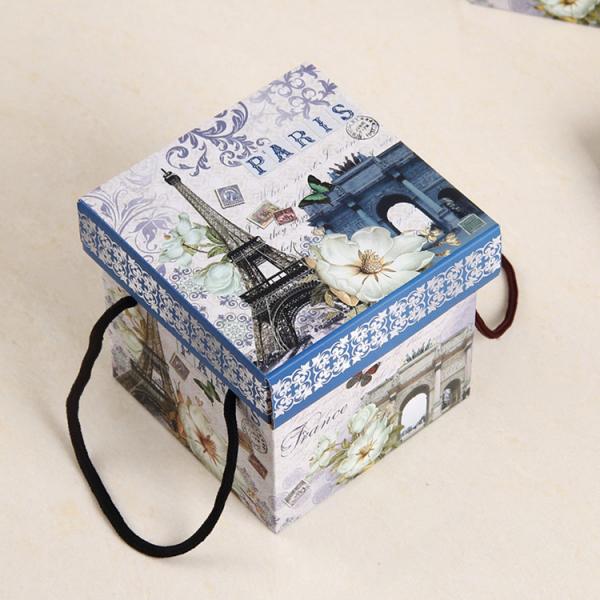 Quality Decorative Cardboard Carton Packaging Boxes With Cotton Rope / PP Rope Handle for sale