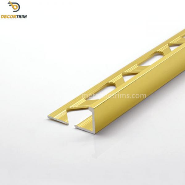 Quality 10mm Aluminum Corner Tile Trim , Gold Chrome Straight Edge Tile Trim for sale