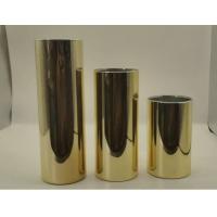China Glass Golden Tea Light Candle Holders, cylinder shape polishing candle holder factory