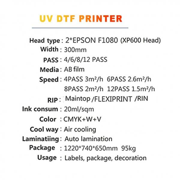 Quality High Resolution UV DTF Printer 300mm Uv Dtf Machine For Bottle Acrylic Plastic for sale
