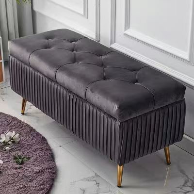 Quality Custom Luxury Leather Footstool Ottoman Design Bed End Stool For Hotel Bedroom for sale