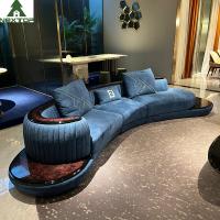 China High End Living Room Sofa Set Furniture Hotel Lobby Lounge Blue Velvet Curved Sofas factory
