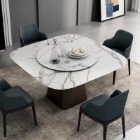 China Luxe Haven Ceramic Marble Top Dining Table Unique Square Top Dining Table With Lazy Susan factory
