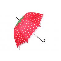 China 23 Inch Lovely Solid Stick Umbrella Strawberry Printing Portable For Children factory