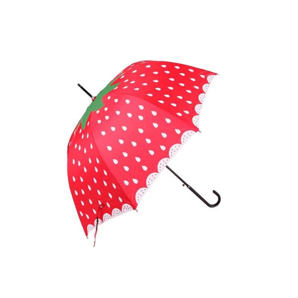 Quality 23 Inch Lovely Solid Stick Umbrella Strawberry Printing Portable For Children for sale
