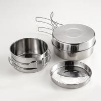 Quality Multifunction 4 Pieces Outdoor Cookware Set Stainless Steel Titanium Pots for sale