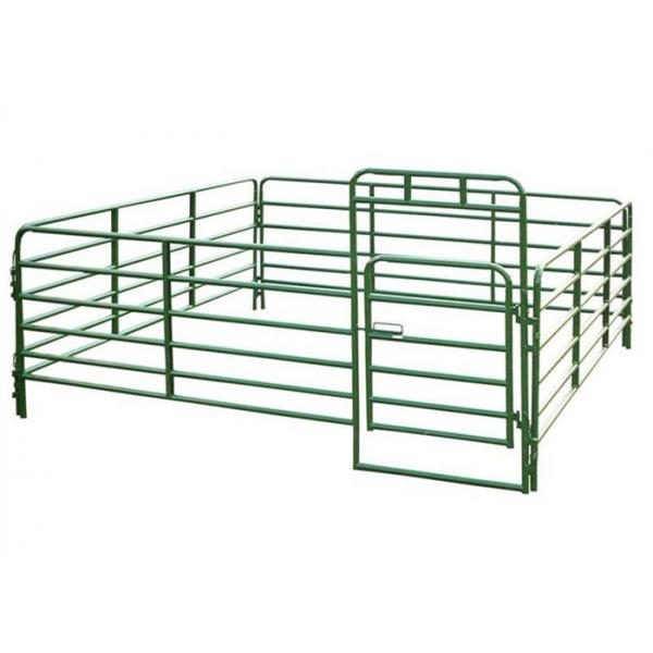 Quality Pipe Railing Cattle Corral Panels , Portable Corral Panels With Black Green Painted for sale