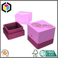 China Pink Color PU Leather Ring Paper Box; Flocking Top Gift Jewelery Paper Boxes factory