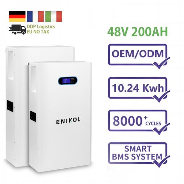 Quality Household Lifepo4 Wall Mounted Solar Battery 200ah 48V Lithium Battery 10kwh for sale