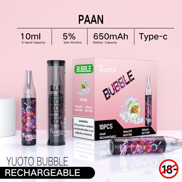 Quality Type C Chargeable Yuoto Bubbles , 4500puff Dispossble Ecigratetes Vape for sale