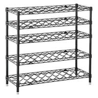 China Black Coated Wine Commercial Wire Shelving Rack , 5 Shelf Wire Storage Unit factory