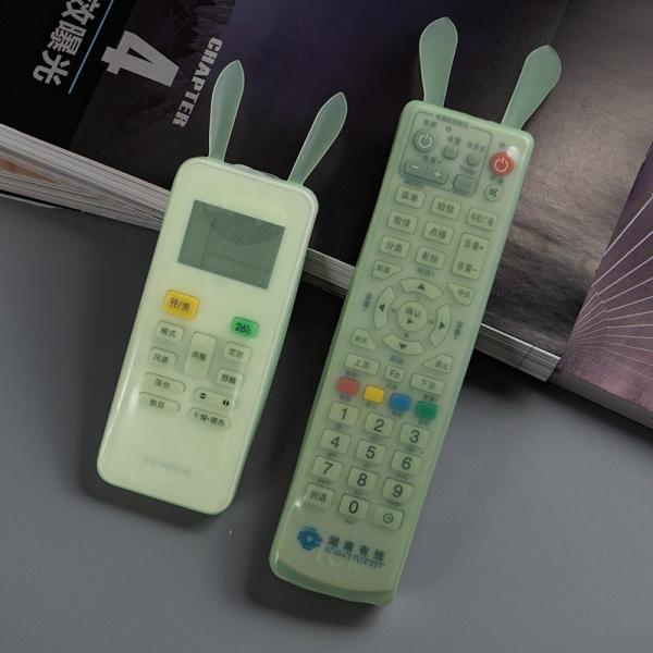 Quality Glow-In-The-Dark Green Rabbit Ear Silicone Protective Cover/Sleeve/Case For TV And Air Conditioner Remote Control for sale