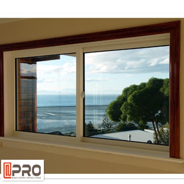 Quality Double - Layer Silent Aluminum Sliding Glass Windows Grey Color Commercial for sale