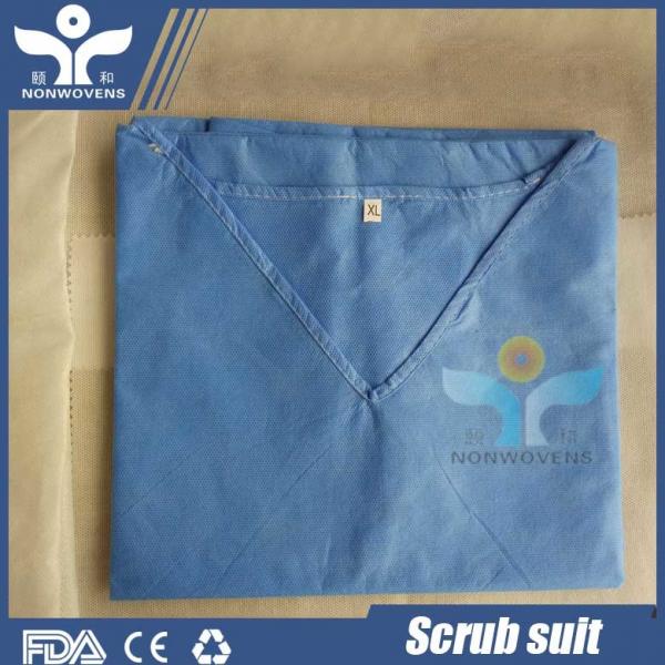 Quality YIHE Thread sewing Disposable Protective Suits , SMS Scrub Suit With Collar for sale