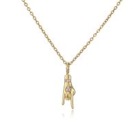 China ODM 18k Gold Chain Necklace Handsome Love You Unisex Gold Middle Finger Necklace for sale