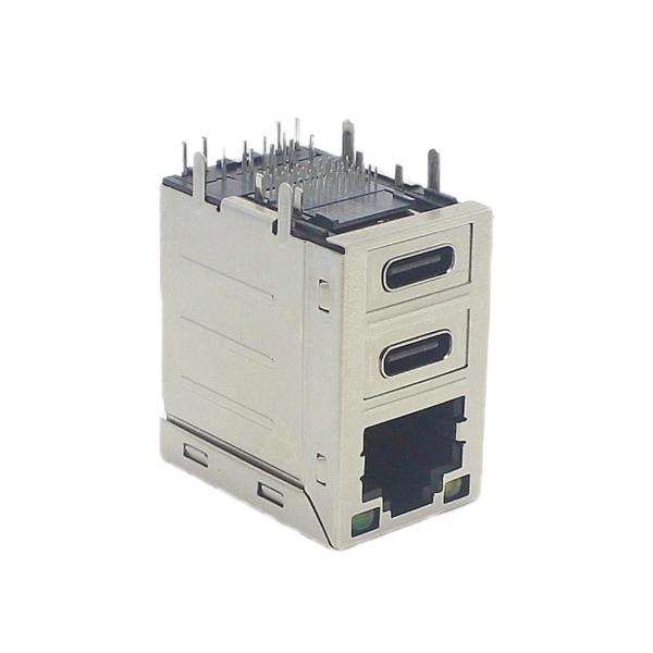 Quality Shielded RJ45 Female Socket LAN Female Connector Jack Dual Type C Combo for sale