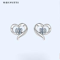 China 2.87g 0.39in Sterling Silver Heart Stud Earrings ODM White 925 Sterling Silver Stud factory